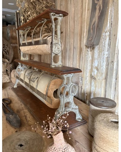 Double grand dévidoir à papier d'emballage ancien