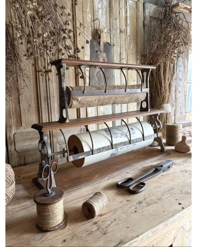 Double grand dévidoir à papier d'emballage ancien