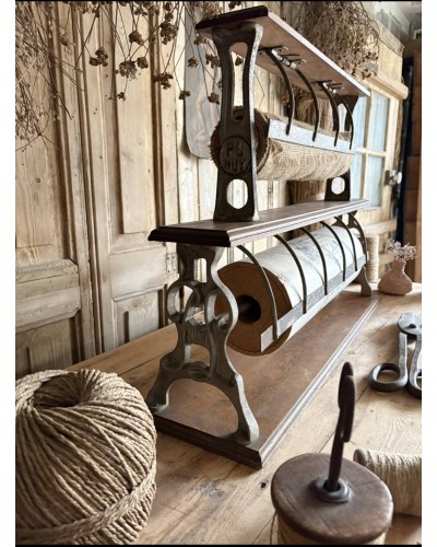 Double grand dévidoir à papier d'emballage ancien