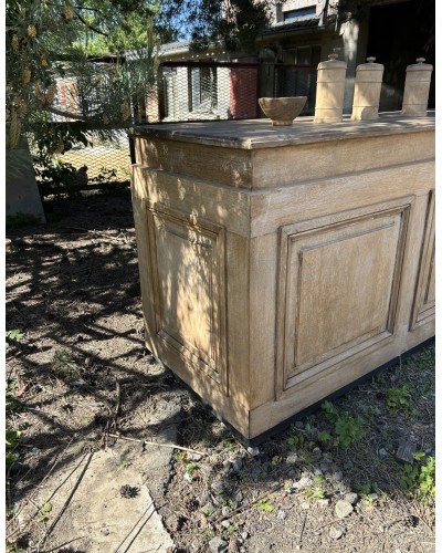 Exceptionnel comptoir ancien en chêne 220 cm