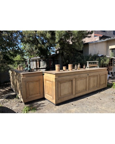 Exceptionnel comptoir ancien en chêne 220 cm