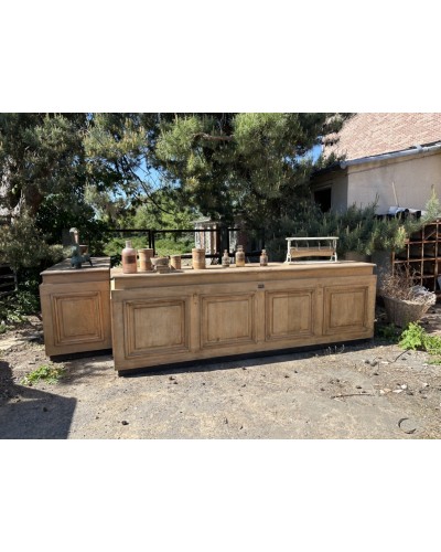 Exceptionnel comptoir ancien en chêne 220 cm