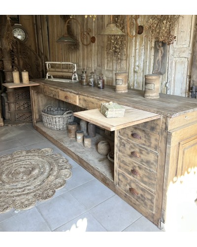 Grand comptoir ancien en chêne