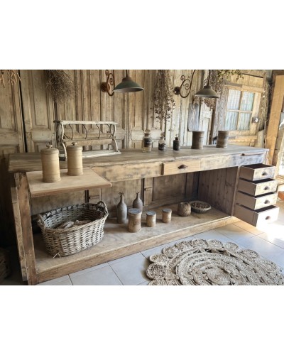 Grand comptoir ancien en chêne