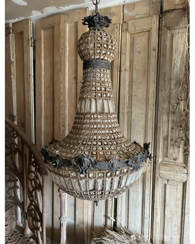 Exceptionnelle paire de lustres mongolfiere ancien
