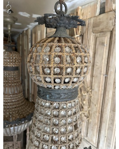 Exceptionnelle paire de lustres mongolfiere ancien
