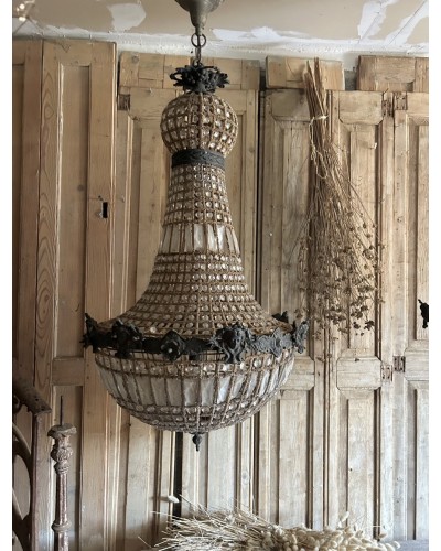 Exceptionnelle paire de lustres mongolfiere ancien