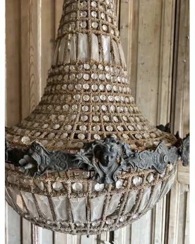Exceptionnelle paire de lustres mongolfiere ancien