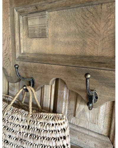 Grande étagère murale ancienne XXL en chêne avec patères