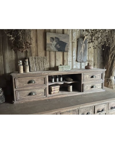 Meuble ancien d'atelier à tiroirs en bois, étagère a poser ou suspendre