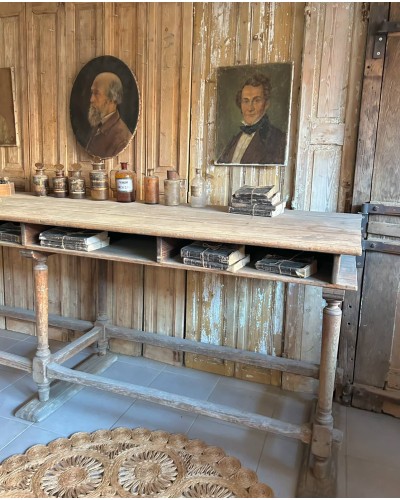 Ancienne table de drapier, console, table de travail