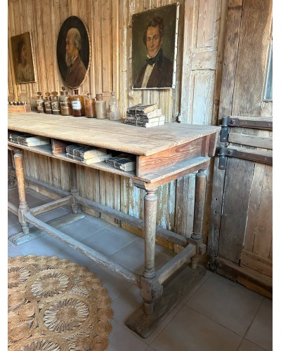 Ancienne table de drapier, console, table de travail