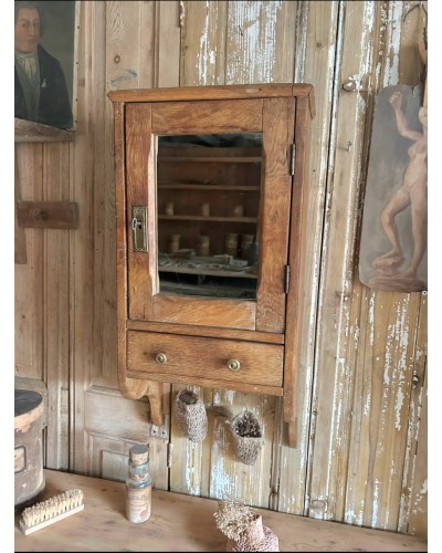 Ancienne barbière , petit armoire vintage avec miroir