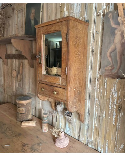 Ancienne barbière , petit armoire vintage avec miroir